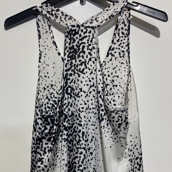 Milano Women's Black White Abstract Button Up Racerback Tank Top Size Small - Picture 4 of 8